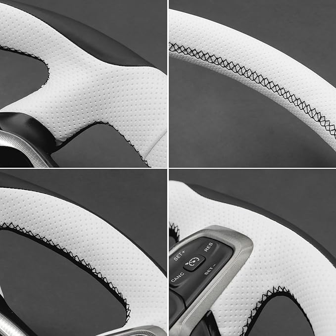 MEWANT Hand-Stitched Steering Wheel Cover Wrap for Dodge Ram 1500 2019-2023 Steering Wheel Accessories for Dodge Ram(Backsides Without Buttons)