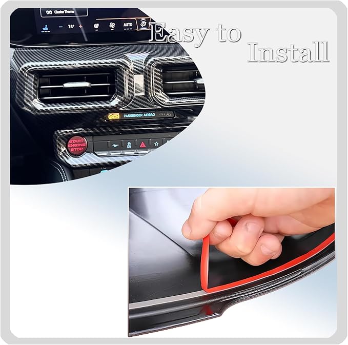 MUXEE A/C Vent Trim Panel Cover, for Ford Mustang 2024 2025 2026 - ABS Carbon Fiber Dashboard AC Air Vent Outlet Grain Sport Interior Trim Accessories（B-Shape）