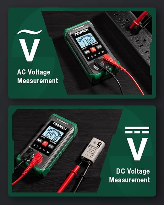 TM-510 Digital Multimeter, 4000 Counts, Smart Measurement, Auto-Ranging Voltmeter; Voltage Tester with Non-Contact Voltage Function, Measures AC/DC Voltage, Resistance, Continuity – Green