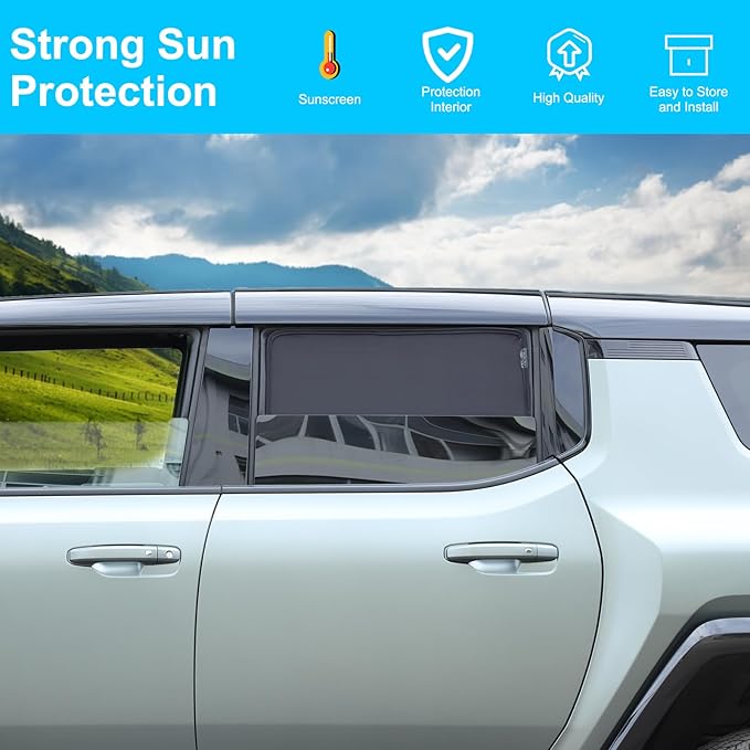 Car Side Window Shades Compatible with Hummer EV Accessories 2024 2025 2026 Side Window Sun Shades Glare and UV Rays Protection Car Camping and Napping Curtains (Rear Window)