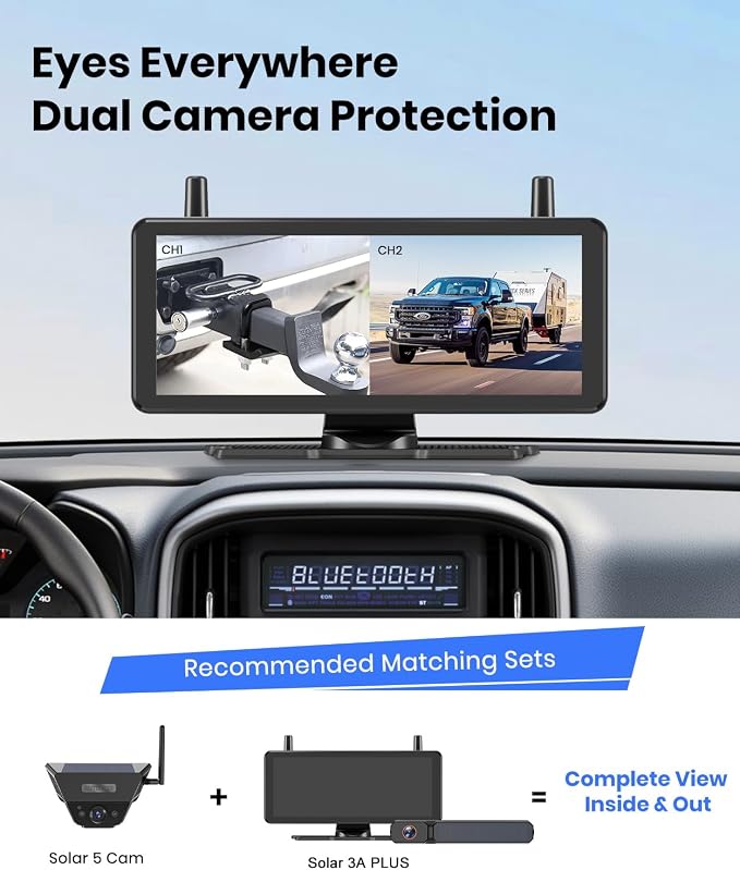 AUTO-VOX Wireless Backup Camera Solar Magnetic:1-Min Easy Installation,Super IR Night Vision,Compatible with Solar3A Plus / Solar5 A/B Rear View Camera for Car,Truck,Trailer-(Single Cam)