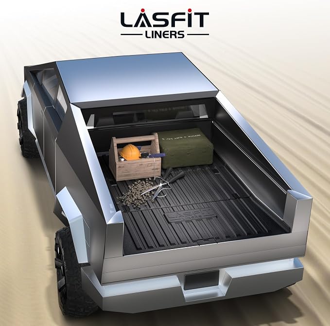 LASFIT Premium Extra Thick Truck Bed Mat for Tesla Cybertruck 2023-2026 Base/Cyberbeast 6FT Car Bed Liner Cybertruck Accessories | Custom Fit TPE All Weather Pickup Rear Trunk Cargo Mat, Black