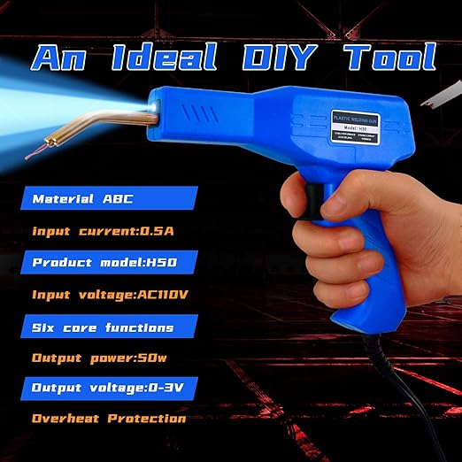 Plastic Welder, 1200PCS Staples, Plastic Welding Kit, Must Have for DIYers, Instant On/Off, Welder Kit, Bumper Repair, Portable Toolbox (Dard Blue)