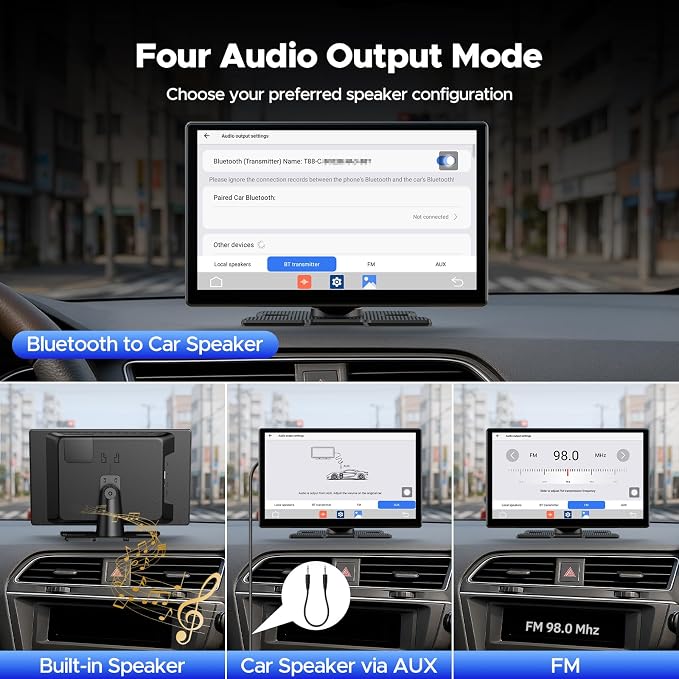 Volam 9'' Carplay Screen with Net-Flix YouTube and 1080P Backup Camera Upgraded Android Auto Screen Portable AI Magic Video Box Built-in Apps Voice Control Car GPS for iOS 10+ Android 11+