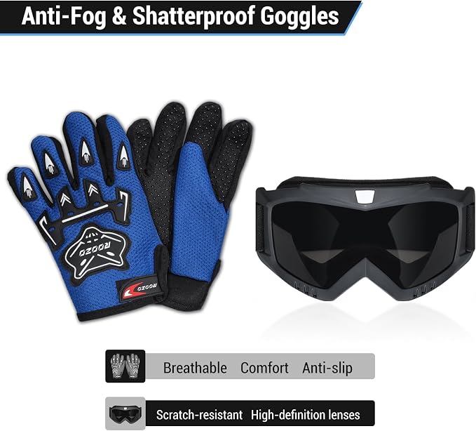 Youth Dirt Bike Helmet DOT Approved, Kids Motocross Full Face Helmet with Adjustable Goggles Riding Gloves & Storage Bag, Off-Road Sport Gear Set for Boys Girls ATV UTV