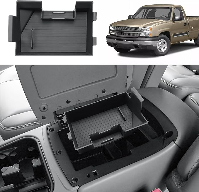 ECOZEN Center Console Organizer For 2003-2006 Silverado/Sierra 1500/2500HD/3500HD & 2007 Silverado/Sierra Classic & 2002-2006 Chevy Avalanche Accessories - Full Console w/Bucket Seats Only