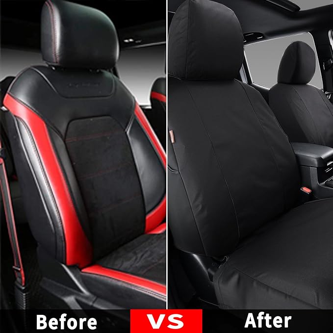Coverado Seat Covers Custom Fit for Tacoma Double Cab/Crew Cab SR/SR5/TRD Sport/TRD Off-Road/Limited Seat Cushion Protectors 2016-2023 Oxford (Frontpair, Black)