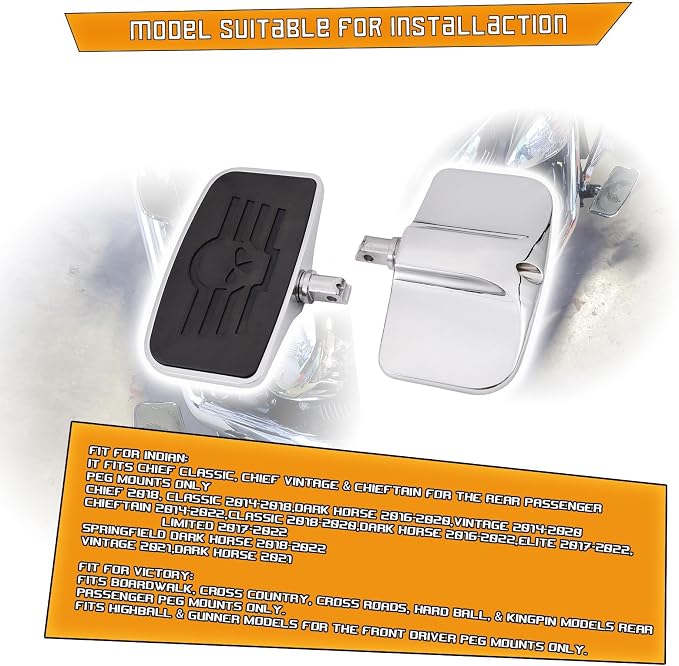 Kinglemc Front Rear Rider Passenger Floorboard FootPeg for Victory/Indian (Skull, Silver)