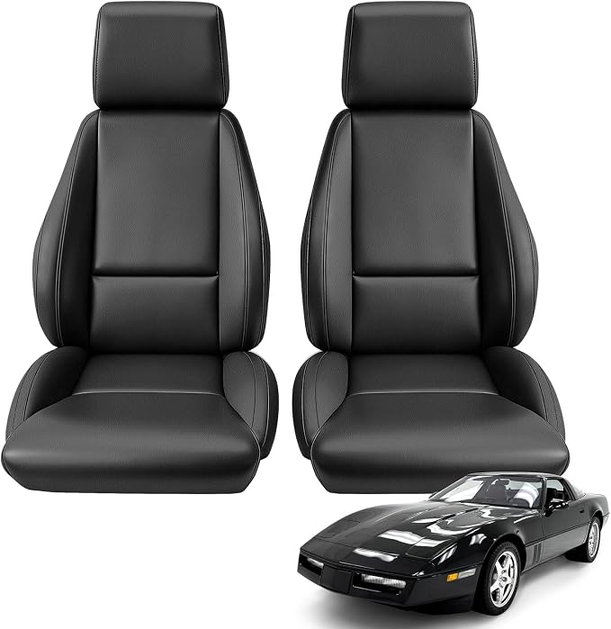 Front Seat Covers Compatible with 1984-1993 Chevy Corvette C4, Heavy Duty Leather Fabric Seat Protector
