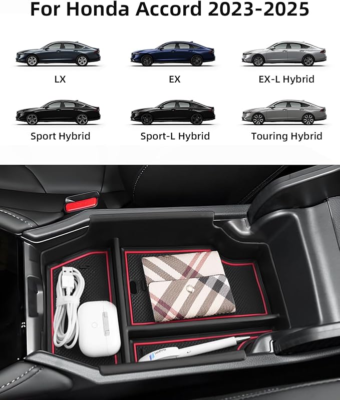 LANBEAN Windshield Sunshade & Center Console Organizer for 2023-2026 Honda Accord, Interior Accessories Bundle for 2025-2026 Accord