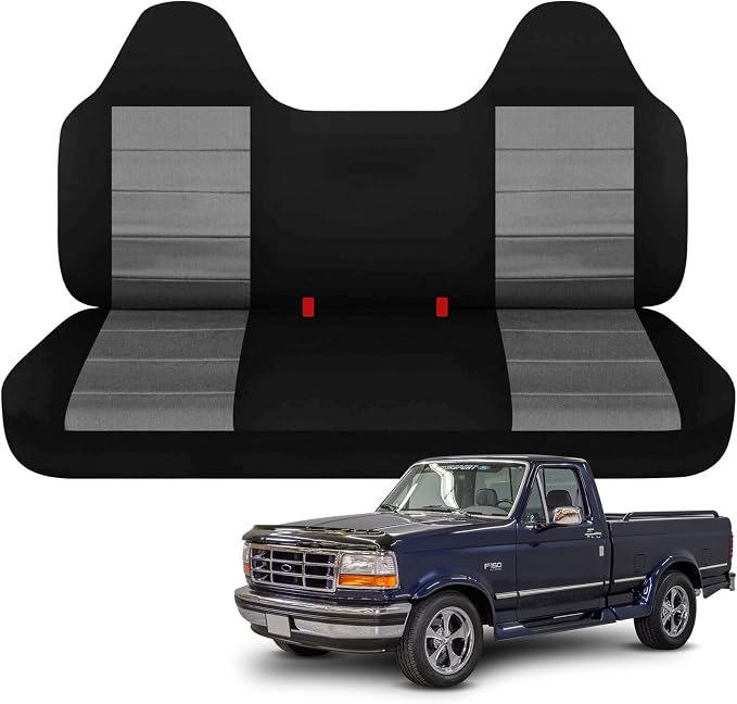 Custom-Fit Seat Covers Replace for 1992-1998 Ford F-150 F-250 F-350 Front/Rear Solid Bench Seat with Molded Headrests No Center Armrest, Knitted Fabric Composite Soft Foam Lining Breathable Material