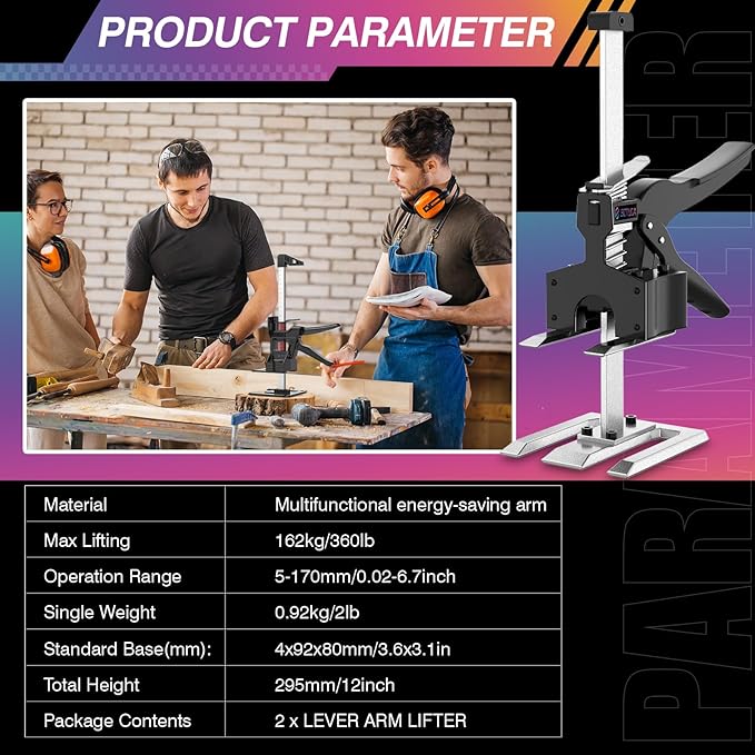 2026 New Labor Saving Arm Jack Handle (2Pack) 12 in Lifting Jack Tool, Multifunctional Furniture, Cabinets Door Panel and Windows Lifting, Raised by 6.7 inches, Bearing 360LBS