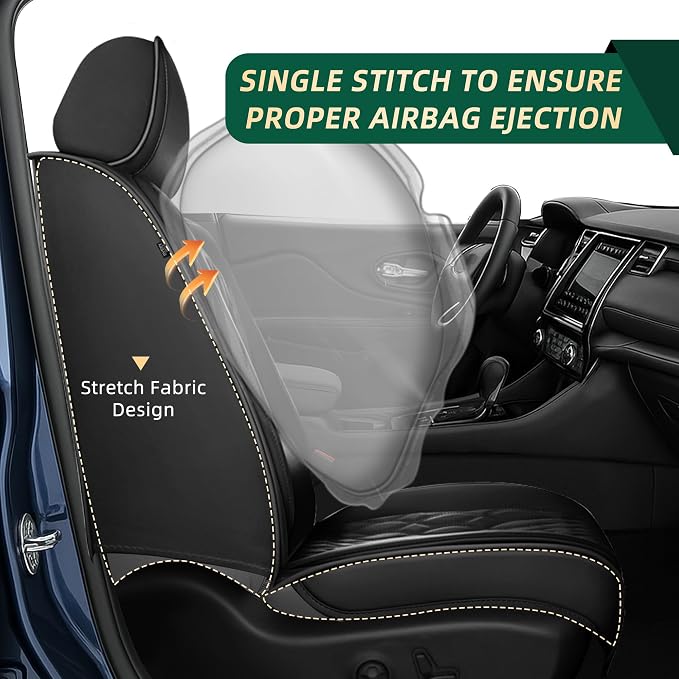Seat Covers Compatible with Jeep Renegade 2015-2023 - Full Set 5 Seats - Faux Leather Lumbar Support Seat Cover Waterproof Seat Protector (Black)
