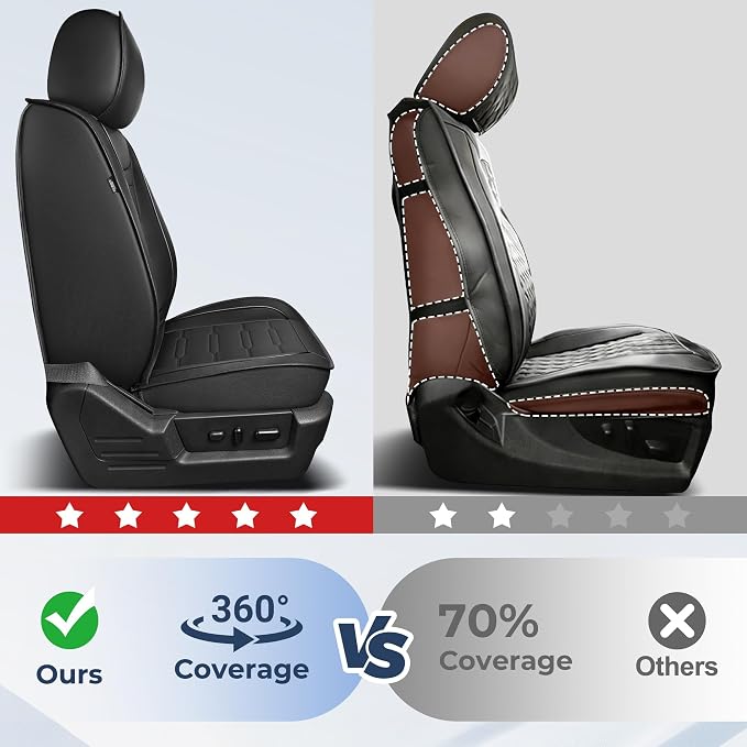Seat Covers for Ford F150 2009-2025 2026 - F250/F350/F450 2017-2025 2026: 5 Seat Covers Full Set Faux Leather Truck Seat Covers Car Cushion (5 Seats,Black)