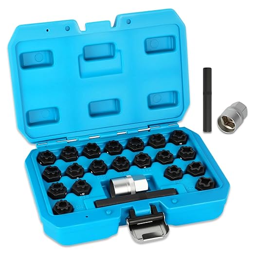 BELEY 22PCS Wheel Locking Nut Key Kit Compatible with VW Volkswagen VAG, Wheel Lock Nut Socket Adapter Set for Anti-Theft Lug Nuts