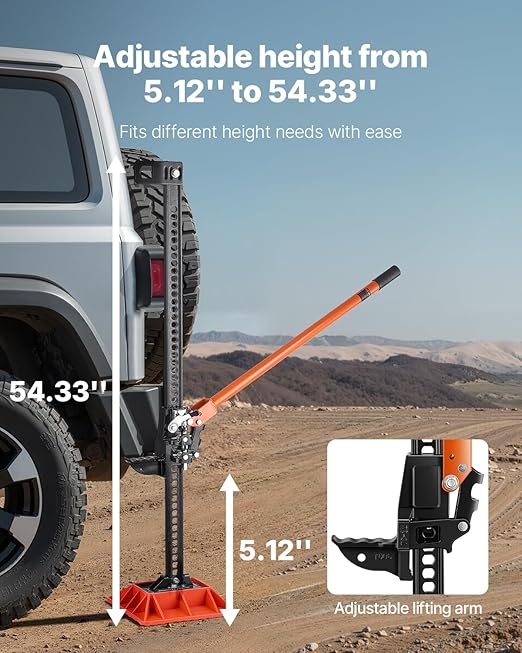 VEVOR Farm Jack with Base, 60" Utility High Lift Farm Jack, 3.18 Ton (7,000 lbs) Capacity Ratcheting Off Road Utility Jacks, Heavy-Duty Lift Jacks with 5.12"-54.33" Lifting Range for Tractor,Truck,SUV