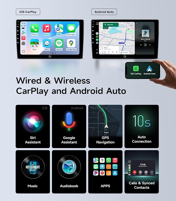 5G WiFi Android Car Stereo for Toyota Corolla 2008 2009 2010 2011 2012, 9 Inch IPS HD Touch Screen Car Radio Wireless CarPlay Android Auto, GPS FM/SWC Bluetooth 1080P Backup Camera
