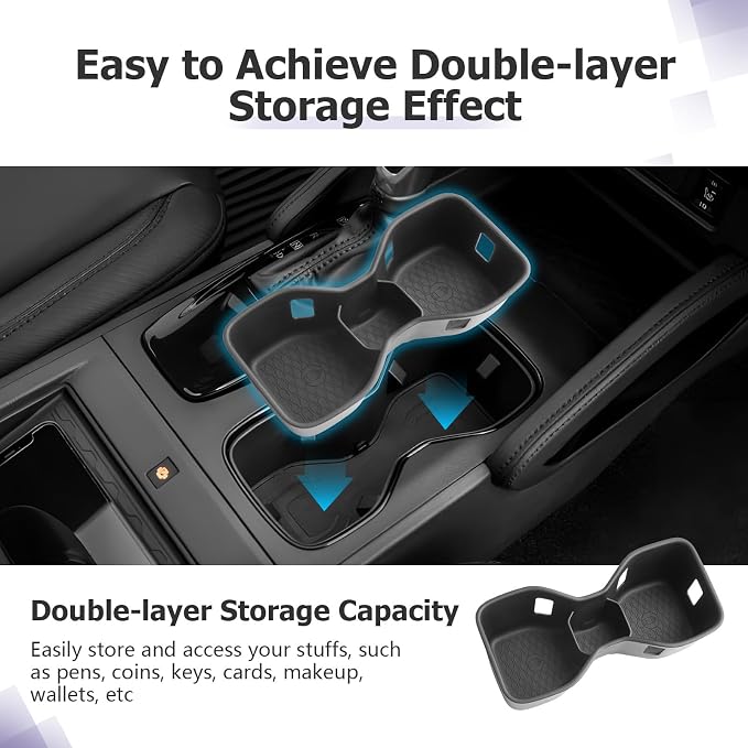 LUWU 2025 2026 Frontier Accessories for 2022 2023 2024 2025 2026 Frontier S/SV/Pro-X/Pro-4X/SL Accessories Front Center Console Tray, Center Console Cup Holder Black 2-Pack