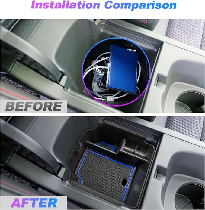 SXCY 2023-2025 Acura Integra 22-24 2025 Civic Si Center Console Organizer Tray for Civic 11th Gen 2023 2024 2025 Civic Si Hatchback Manual Armrest Console Insert Box 2024 Civic Si Storage Mats(Blue)