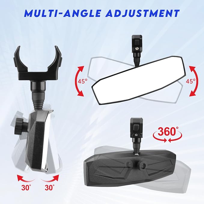 SHEJISI UTV Rear View Mirror,SXS UTV Mirrors HD,360°Adjustable Angle for 1.5" to 2.0 inch Round Roll Cage,Compatible with Polaris RZR,Honda Pioneer,Kawasaki KRX/Mule,Yamaha,Talon,Can Am X3,CFMOTO