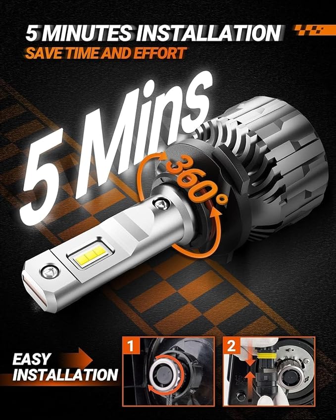 SEALIGHT 9005 9006 Fog Light Bulbs, 92,000LM Super Bright HB3 HB4 Bulbs Combo, 60000h Lifespan Life, Plug and Play, Pack of 4