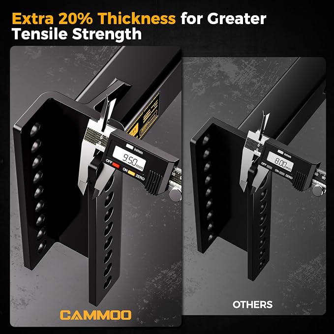 CAMMOO Adjustable Trailer Hitch, Tow Hitch Fits 2.5 inch Receiver, 6 inch Rise/Drop Hitch, 2" and 2-5/16" Ball Hitch, 22000 LBS GTW Truck Hitch with U-Shaped Alloy Steel Anti-Theft Pin, Black