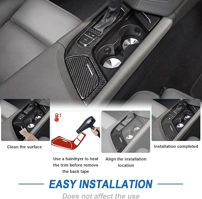 Real Carbon Fiber Gear Shift Panel Trim Compatible with Cadillac CTS 2014-2019, Interior Decor Sticker Accessories