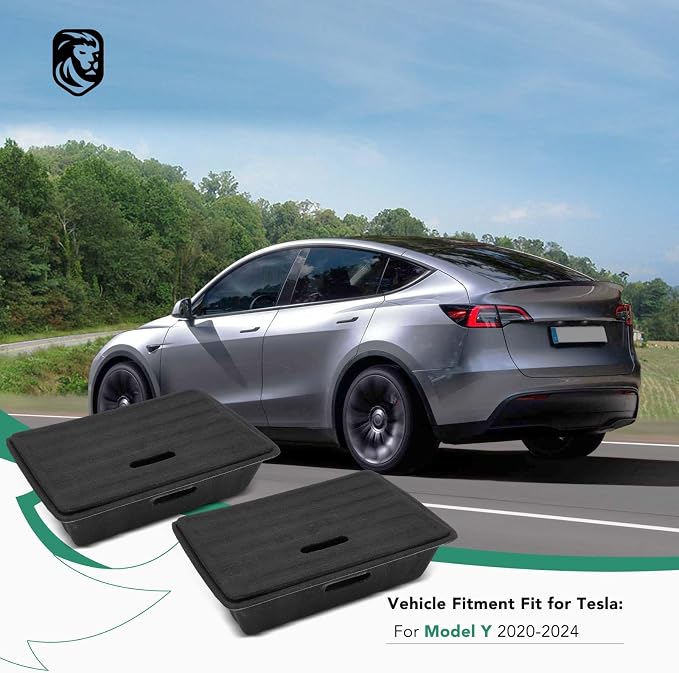 YHTAUTO Under Seat Storage Box with Lid Fit for Tesla Model Y 2020-2024, Underseat Hidden Tray Organizer Tray 5 Seater Model Y Organizer Accessories, 2 PCS