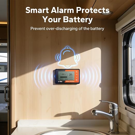 LiTime 500A Battery Monitor with Shunt, M8 Terminals, 8V-120V Battery Shunt for RV, Off Grid, Golf Carts, Solar System, Buzzer Alarm, Compatible with 12V 24V LiFePO4, Lithium, Gel, AGM Batteries