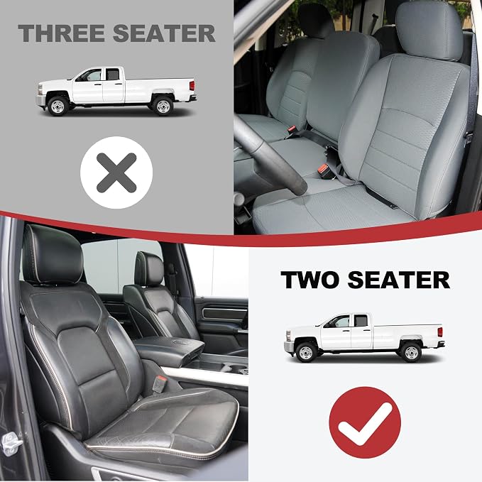 TTX for Dodge RAM 1500 2500 3500 2012-2025 2026 Seat Covers - Waterproof Faux Leather Seat Cushion Cover (Front/Black)