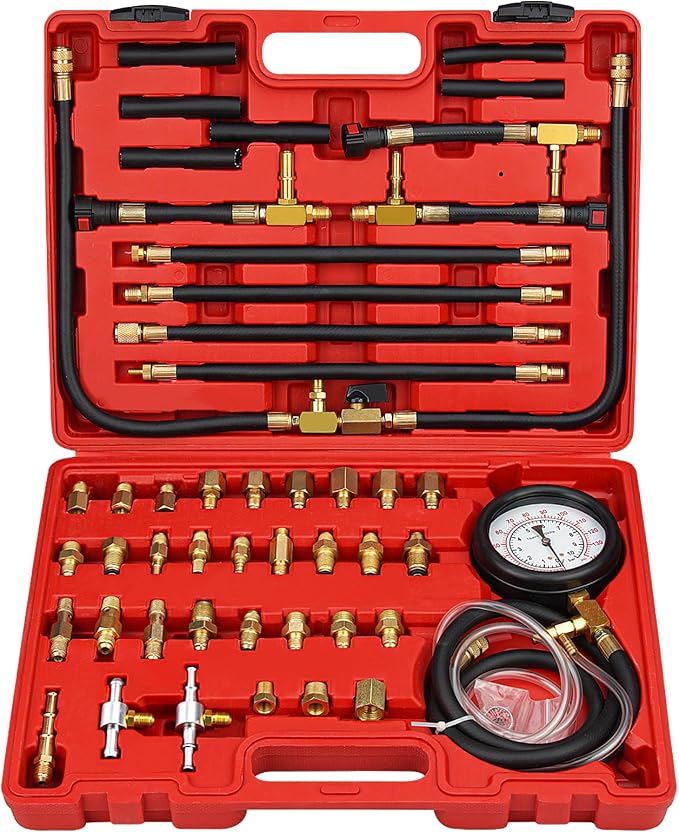 Pro Fuel Injection Pressure Tester Kit Fuel Pressure Gauge Fuel Pressure Test Kit 0-140 PSI with 9.49,7.89,6.30 Fuel Line Fittings