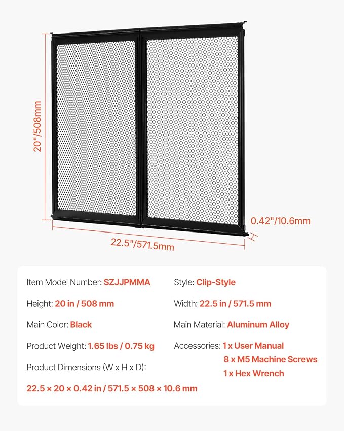 VEVOR RV Screen Door Protector, 22.5 x 20 inch Door Grille, Easy to Install and Disassemble, Reinforced Breathable Protective Mesh, Aluminum Alloy Camper RV Entry Protector for Pet Protection, Black