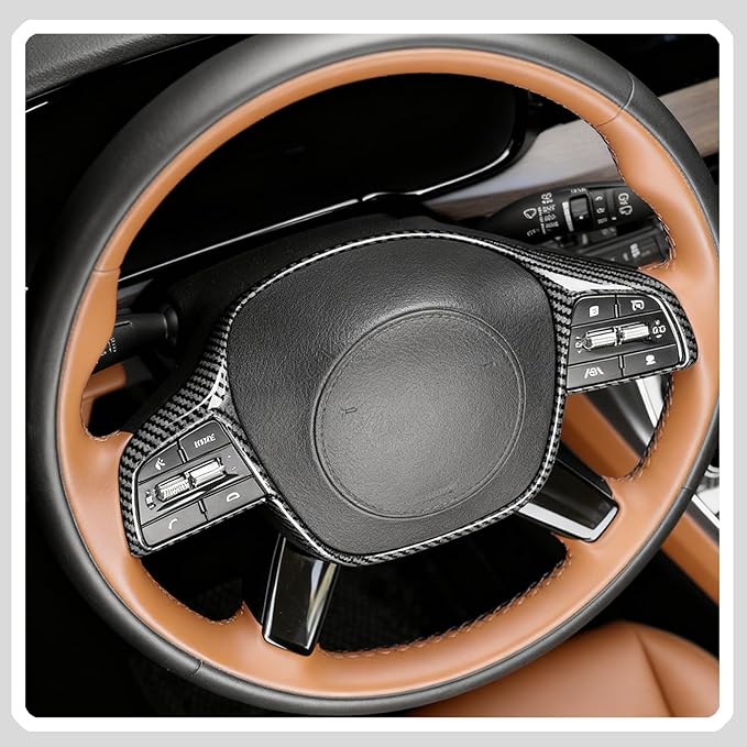Steering Wheel Button Cover, for Kia Telluride 2020 2021 2022 2023 2024 2025 2026,Steering Wheel Button Panel Protection Frame Molding Trim - Carbon Fiber(Style A)