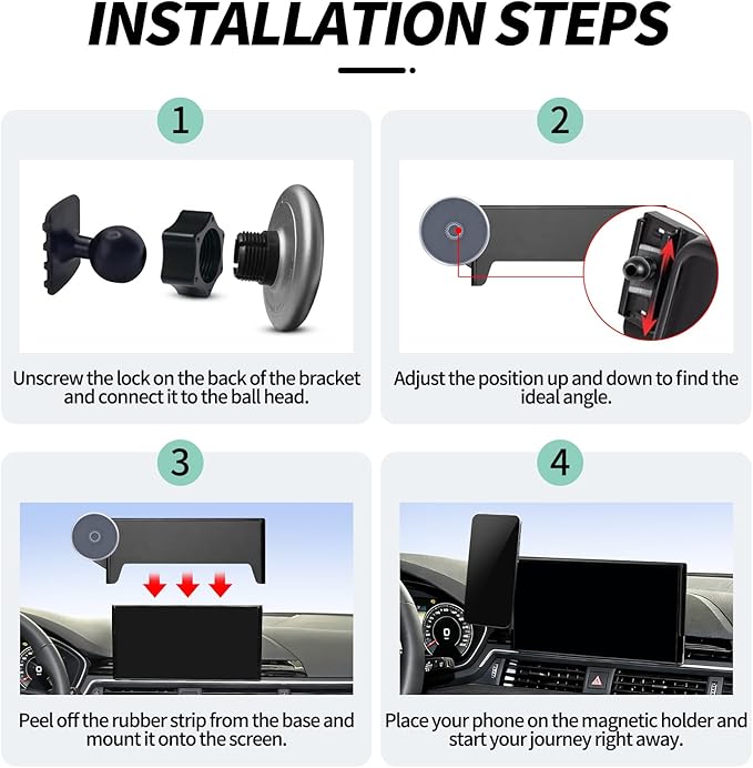 Magnetic Phone Mount for Audi Q5 2021-2025 A4 S4 A5 S5 RS5 2020-2025 Accessories 10.1-inch Screen, 360° Rotation for Magsafe Wireless Charger Phone Mount with Storage for iPhone Samsung