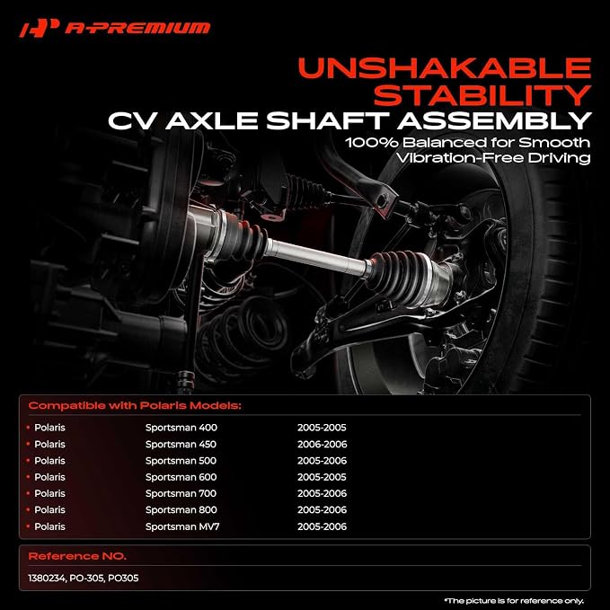 A-Premium Front Driver or Passenger Side CV Axle Shaft Assembly for Polaris | Compatible with Sportsman 400/600 4X4 2005, Sportsman 450 2006, Sportsman 500/700/800/MV7 2005-2006, Replace# 1380234