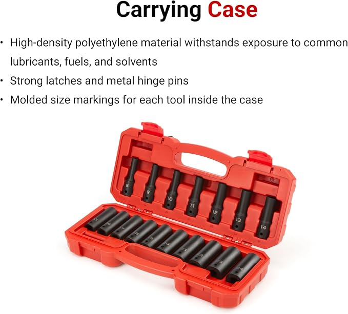 TEKTON 1/2 Inch Drive Impact Socket Set, 17-Piece | SID92329