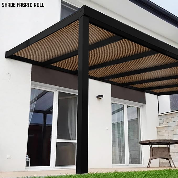 TANG Sun Shade Fabric Roll 8'x8' Shade Cloth for Garden Brown HDPE Mesh Shading Pergola Cover Replacement Canopy, 95% Blockage Sunshades for Outdoor Patio Backyard Plant