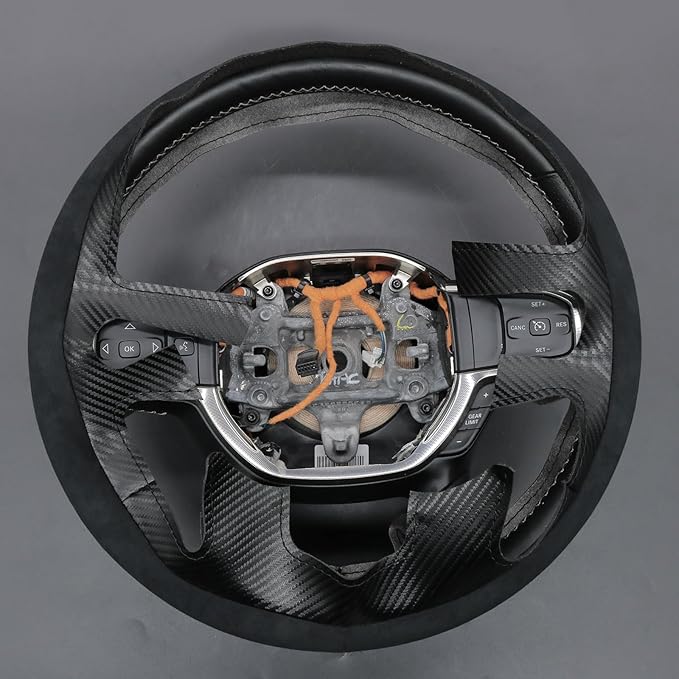 MEWANT Hand-Stitched Steering Wheel Cover Wrap for Dodge Ram 1500 2019-2023 Steering Wheel Accessories for Dodge Ram(Backsides Without Buttons)