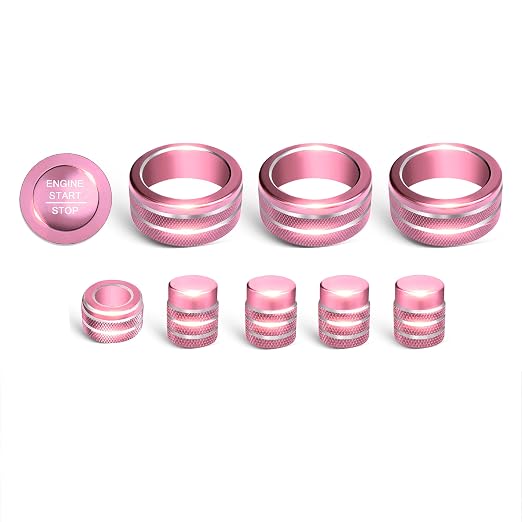 for Honda Civic Accessories 2026 2025 2022-2024 for CRV 2026 2025 2024 2023 for Acura Integra 2025 2024 2023 AC Air Conditioner Knob, Air Vent, Radio, Push Start Button Knob Cover Ring 10Pcs (Pink)