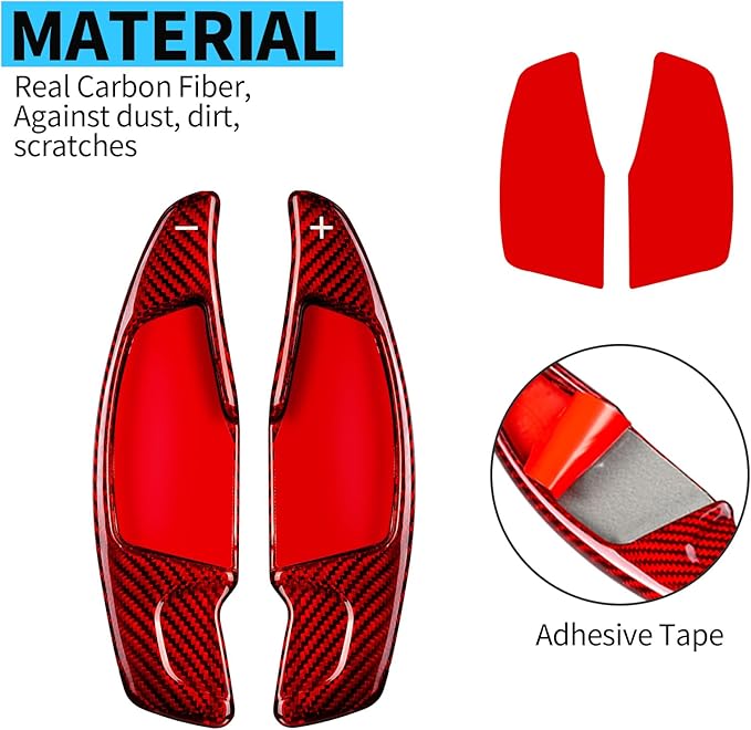 T-carbon Glass Fiber Paddle Shifter Extension Compatible with BMW 3 4 5 6GT 7 8 G10 G12 G30 G38, X3 X4 X5 X6 X7 M5 M8 Z4, Steering Wheel Shift Paddle Extended Shifter Trim Cover, Red