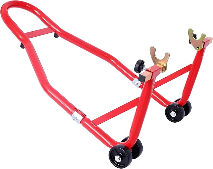 Donext Motorcycle Stand 1000LB Sport Bike Front and Rear Wheel Lift Swingarm Paddock Stands Red, U