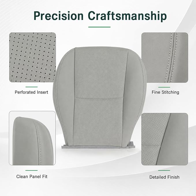 NLQR Front Driver and Passenger Bottom Replacement Perforated Seat Covers Gray Microfiber Leather Compatible with Subaru Forester 2014-2016