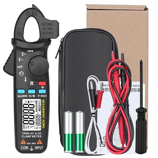 1mA Clamp Meter DC AC Current 6000 Counts True RMS Auto Range Multimeter Capacitance Temperature Live Check Low Impedance Voltage Tester