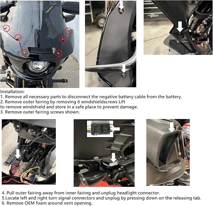 Plug & Play Headlight ST Fairing Vent Lights, Front Turn Signal Lamp Compatible with Harley Softail Low Rider ST FXLRST Low Rider El Diablo FXRST 2022-2025 2026
