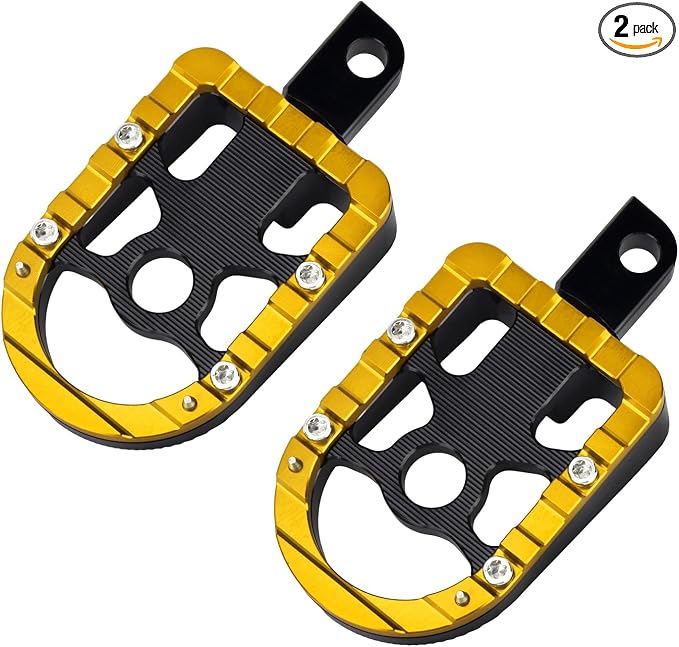 Motorcycle Foot Pegs Male Mount Footrests Offroad Floorboards Fit for Harley Touring Electra Glide Road Glide Road King Dyna Sportster (Yellow Edge)