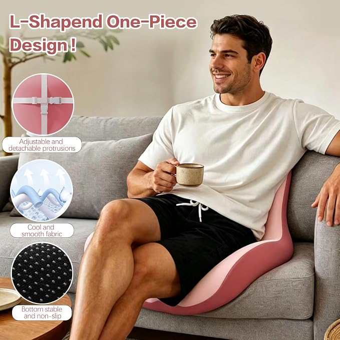 Office Chair Cushion with Adjustable Lumbar Support Pillow, Ergonomic Memory Foam Seat Cushion for Desk Chair, Tailbone Pressure Relief Cushion with Back Support Pillow for Car Seat