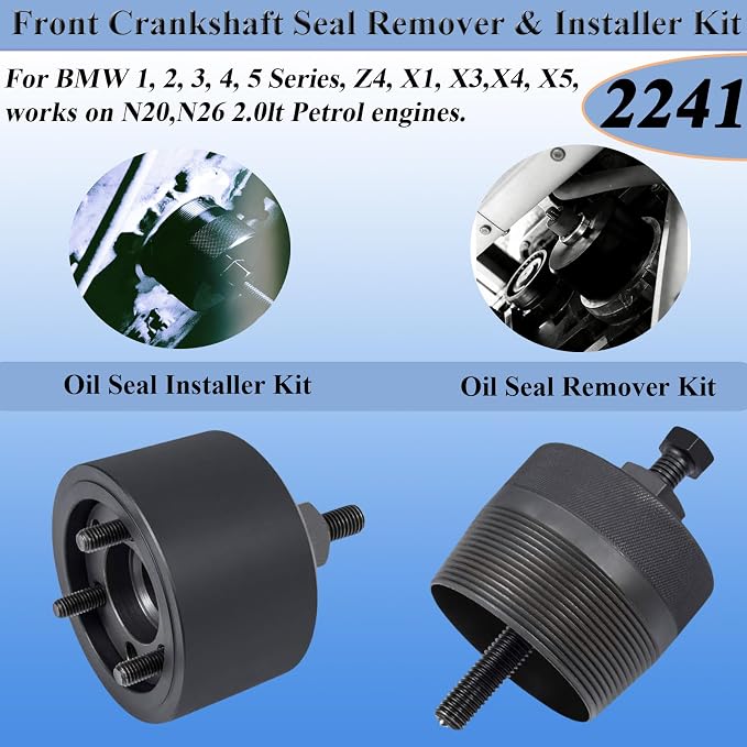 2241 Front Crankshaft Seal Remover and Installer Kit for BMW N20 N26 Engines Replace for 110371, 110372, 2212822,119231,119233