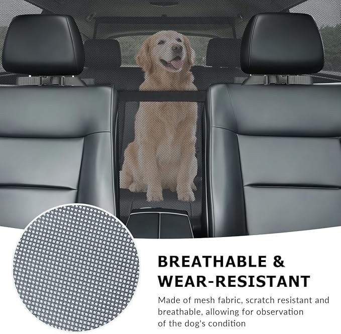 Car Dog Barrier Net for Large SUV Trunk 56" More Coverage Car Pet Back Seat Divider with See Through Mesh Cargo Area Gate for Dog (L)