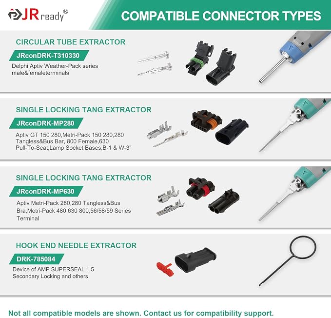 JRready Upgraded Pin Removal Tool Kit for Weather Pack&Metri-Pack Series Connector Terminals Extraction and Depinning Tool with DRK 785084 AMP 1.5mm Removal Tool JRconDRK15A03-01