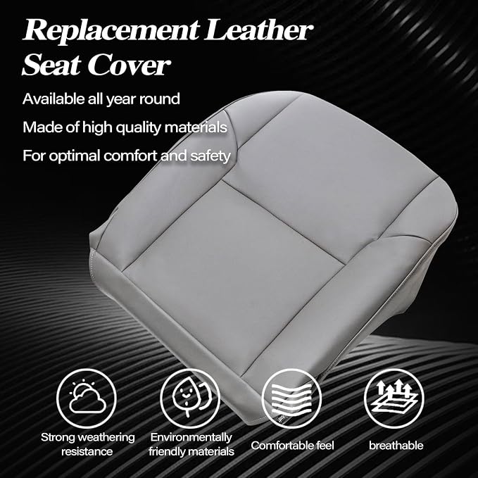 SecosAutoparts Driver & Passenger Side Bottom & Top Lean Back Leather Seat Cover Gray Compatible with Toyota 4Runner Limited 2003 2004 2005 2006 2007 2008 2009